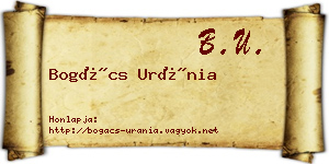 Bogács Uránia névjegykártya